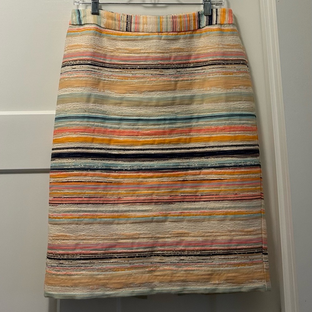 Trina Turk cotton tweed multicolor stripe skirt. Matching jacket sold separately